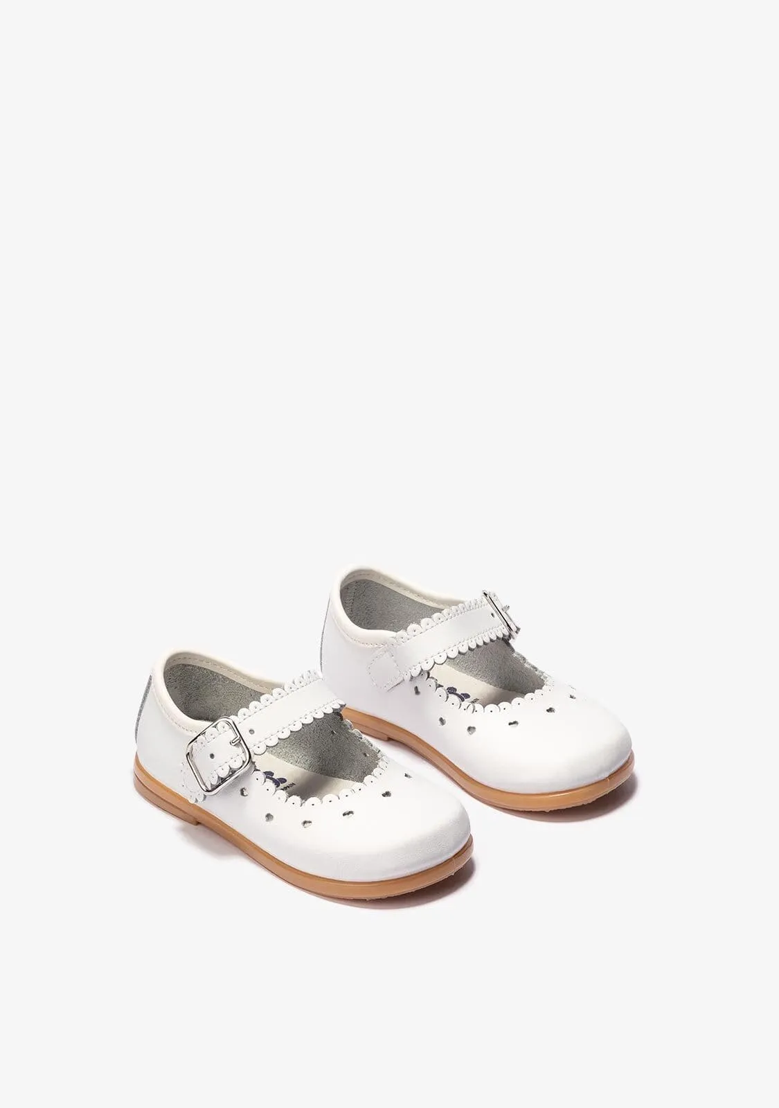 Baby's White Buckle Waves Shoes Napa