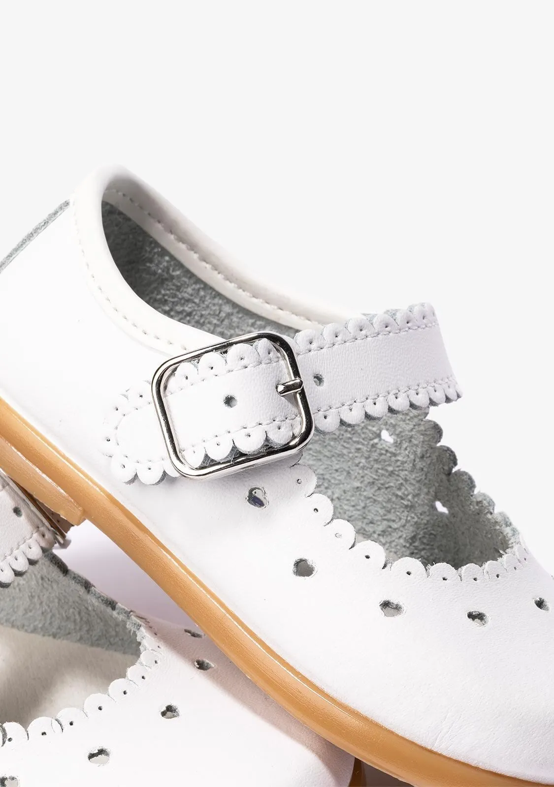 Baby's White Buckle Waves Shoes Napa