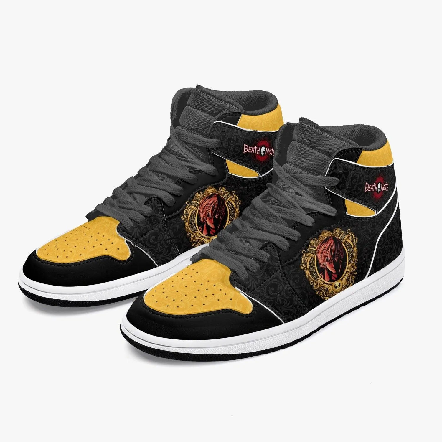 Death Note Light Yagami Yellow Black JD1 Mid Anime Shoes