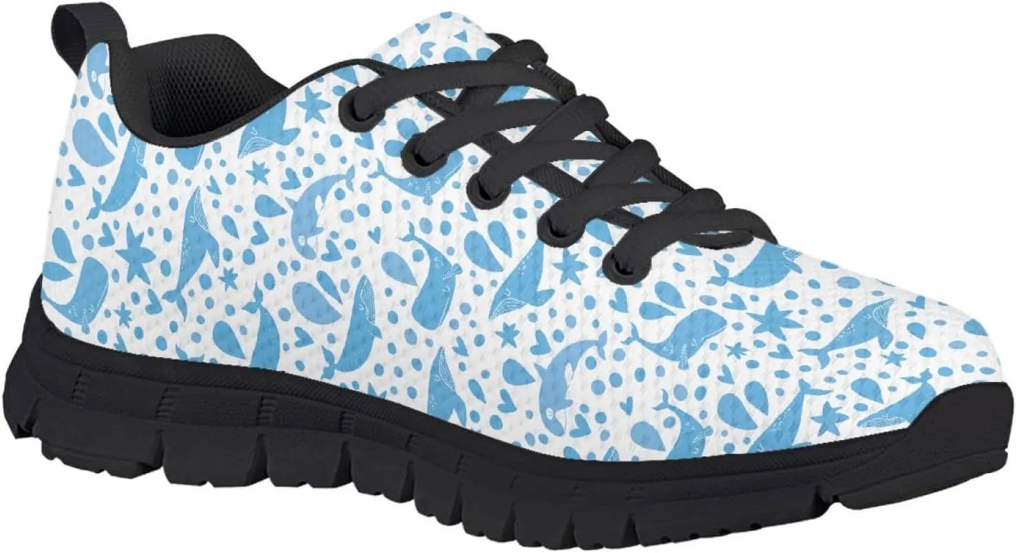 MARSVOVO Boys Girls Walking Shoes Non Slip Flexible Athletic Lightweight Breathable Printed Kids Running Shoes Most Comfortable Black White Sole Casual Fashion Non Slip Sport Kids Sneakers