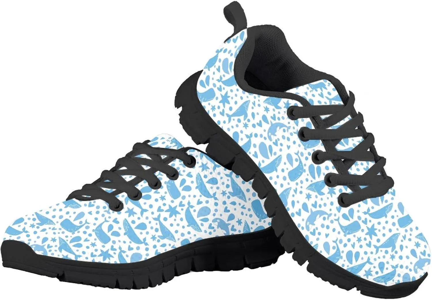 MARSVOVO Boys Girls Walking Shoes Non Slip Flexible Athletic Lightweight Breathable Printed Kids Running Shoes Most Comfortable Black White Sole Casual Fashion Non Slip Sport Kids Sneakers