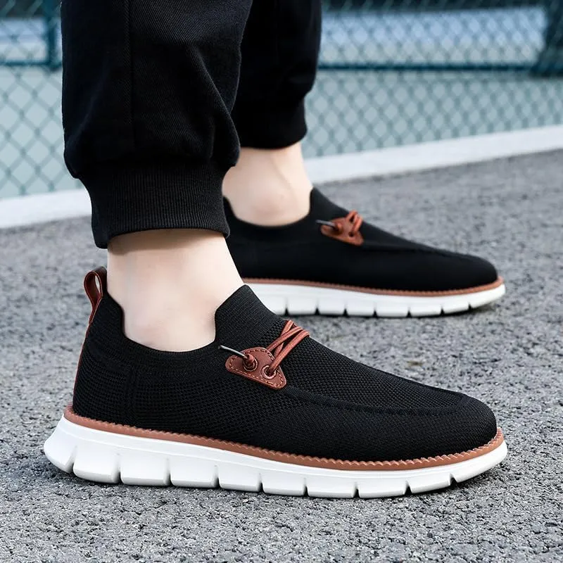 Mens Loafers Shoes Oxfords Lace Up Mesh Slip on Shoes Casual Comfortable Lightweight Fashion Walking Sneakers Slippers Dress Breathable Business Sneakers Outdoor Work Sports Soft Sole Shoe