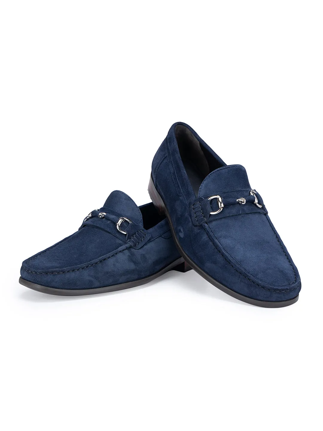 Navy Suede Leather Moccasins