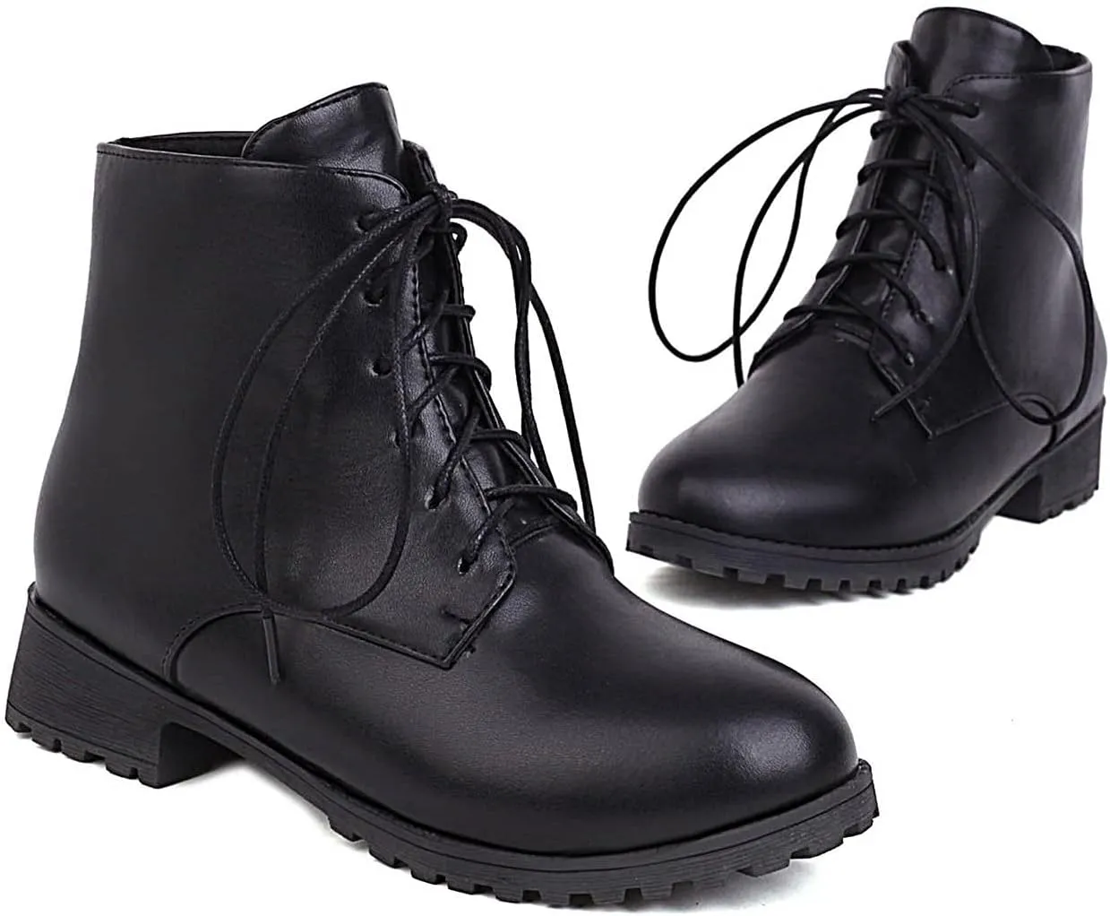 oiangi Ankle Boots for Women Low Heel Comfortable Leopard Lace Up Round Toe Square Heel Short Booties Lightweight Casual Trendy Non-slip Shoes