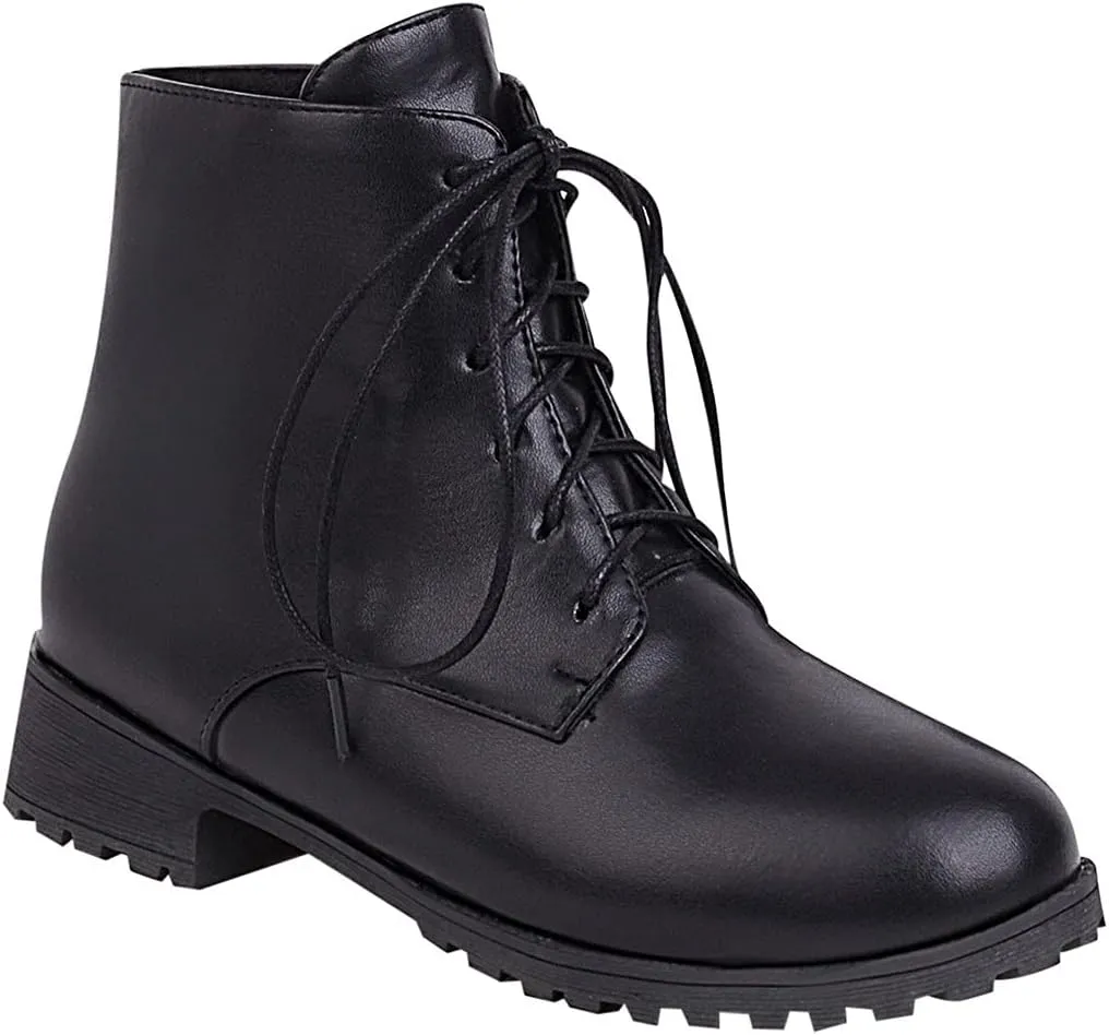 oiangi Ankle Boots for Women Low Heel Comfortable Leopard Lace Up Round Toe Square Heel Short Booties Lightweight Casual Trendy Non-slip Shoes