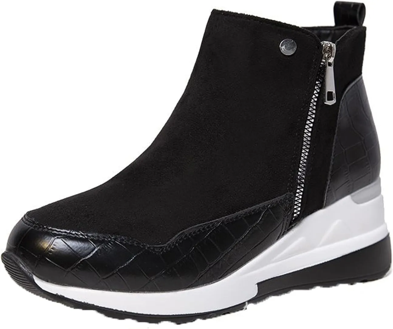 oiangi Womens Booties and Ankle Boots Fashion Round Side Zipper Platform Casual Wedges Sneakers Comfortable Lightweight Ladies Short Boots Shoes