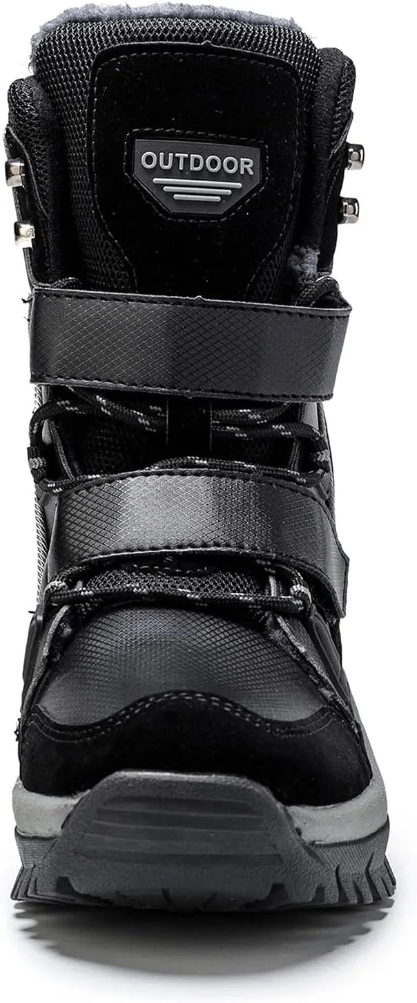 oiangi Women's Mid-Calf Platform Snow Boots Winter Fashion Round Toe Magic Buckle Thick Plush Strap Long Boots Comfortable Plus Velvet Outdoor Shoes