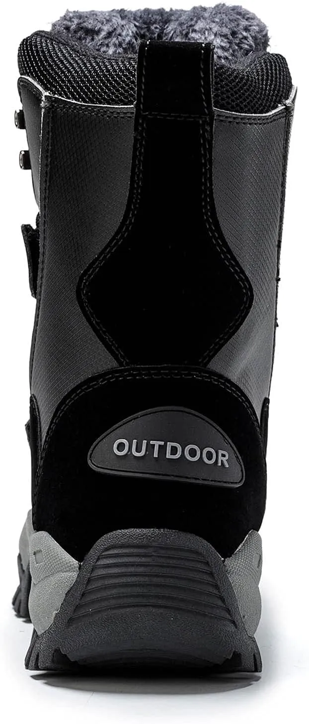oiangi Women's Mid-Calf Platform Snow Boots Winter Fashion Round Toe Magic Buckle Thick Plush Strap Long Boots Comfortable Plus Velvet Outdoor Shoes