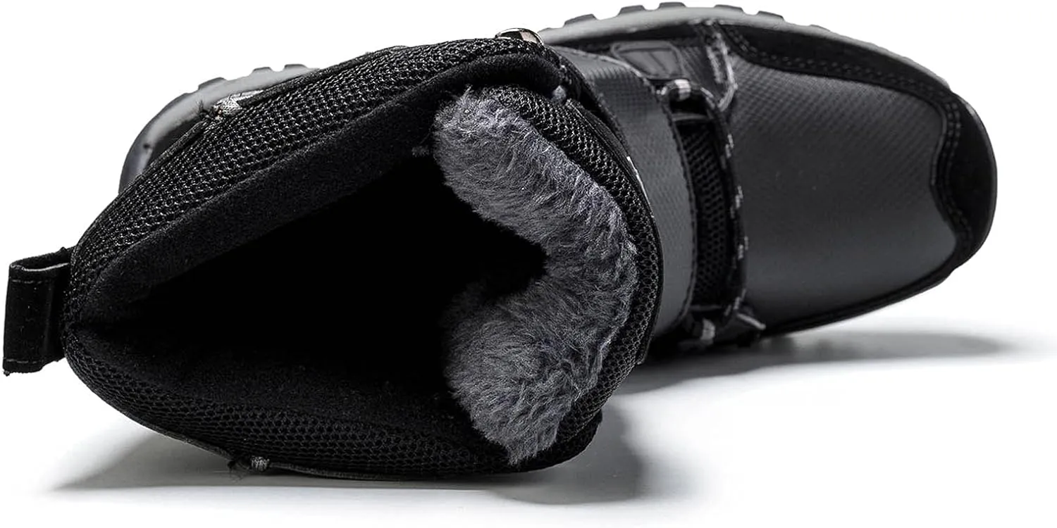 oiangi Women's Mid-Calf Platform Snow Boots Winter Fashion Round Toe Magic Buckle Thick Plush Strap Long Boots Comfortable Plus Velvet Outdoor Shoes