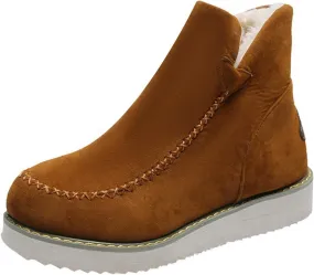 Platform Snow Boots for Women 2022 Winter Fashion Round Toe Plush Warm Slip on Flat Ankle Booties Solid Casual Comfortable Outdoor Ladies Shoes