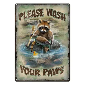 Tin Sign 12in x 17in-Wash Your Paws