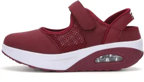 Women's Mesh Breathable Nurse Shoes Comfortable Non-Slip Round Head Air Cushion Platform Adjustable Hook and Loop Buffer Fitness Lightweight WalkingShoes Sneaker