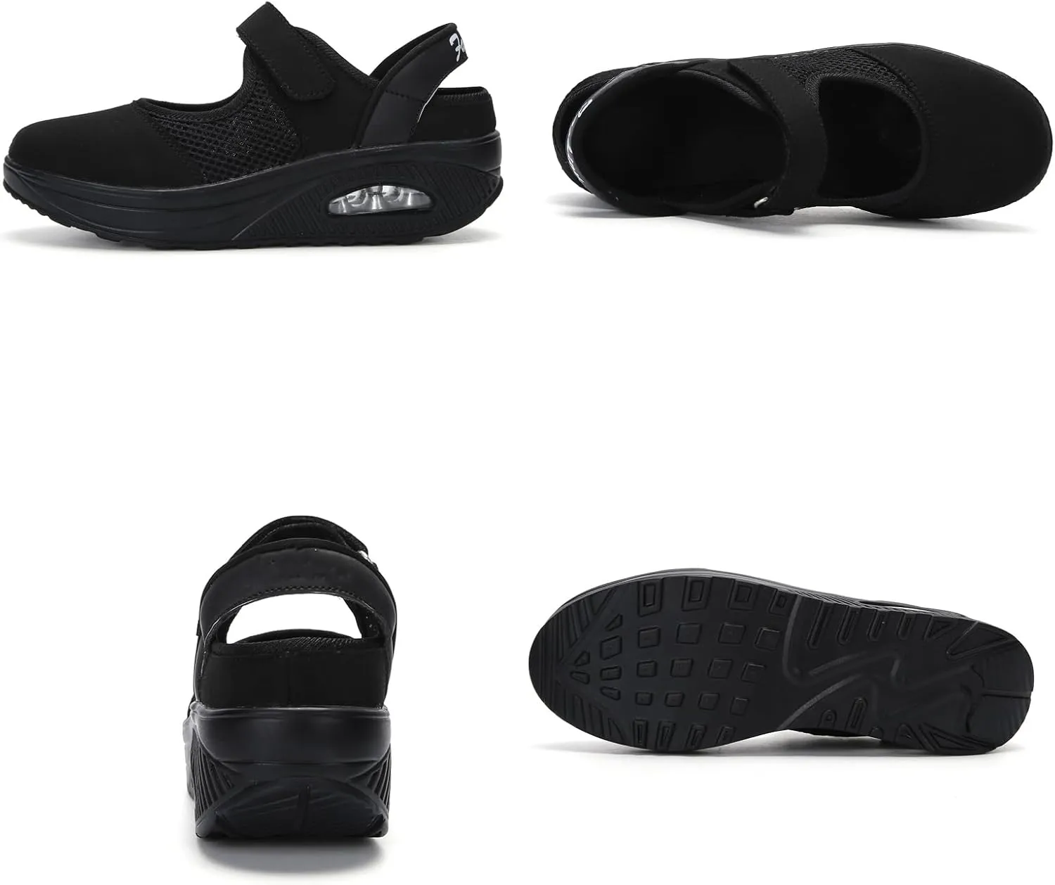 Women's Mesh Breathable Nurse Shoes Comfortable Non-Slip Round Head Air Cushion Platform Adjustable Hook and Loop Buffer Fitness Lightweight WalkingShoes Sneaker