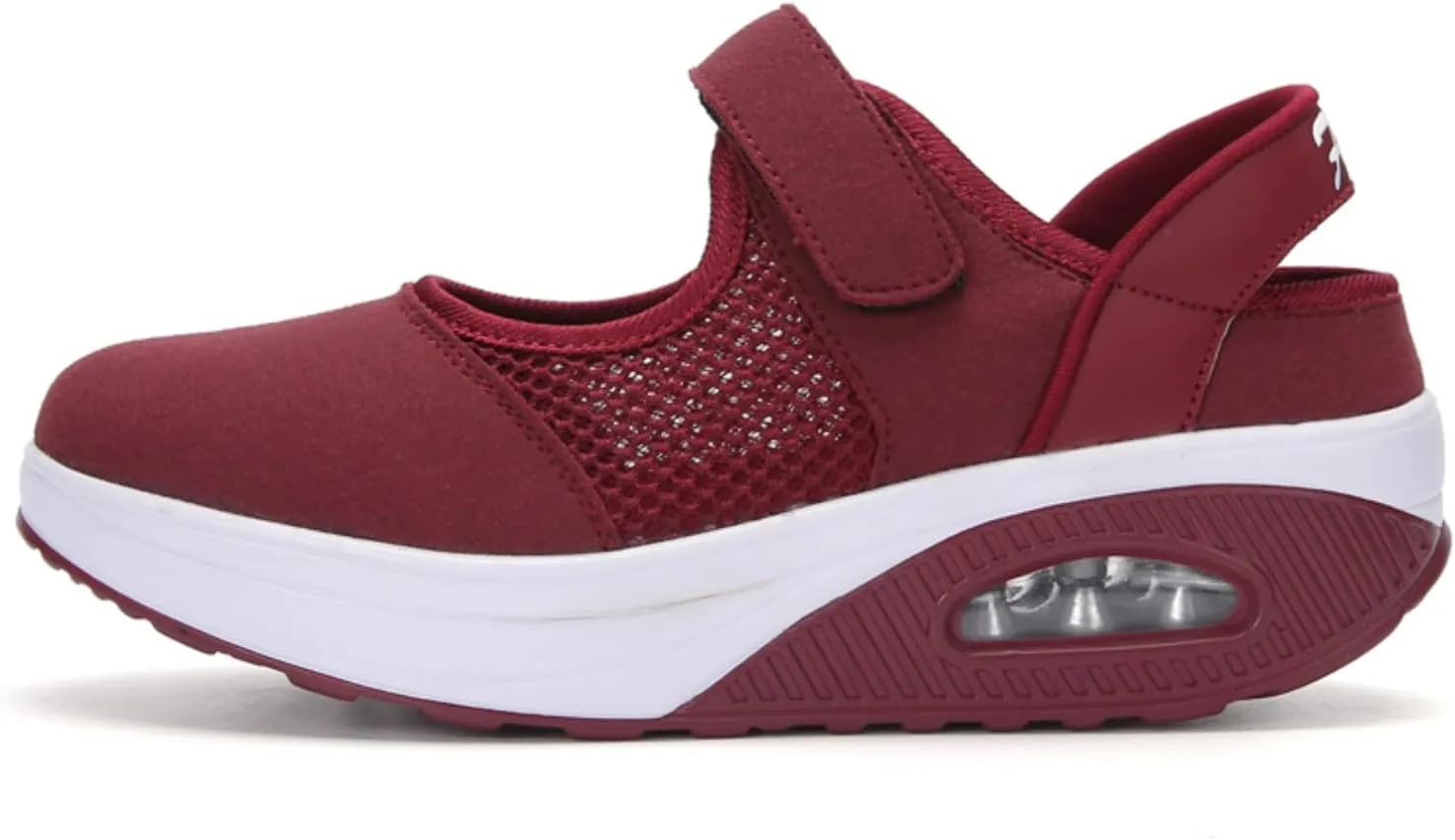 Women's Mesh Breathable Nurse Shoes Comfortable Non-Slip Round Head Air Cushion Platform Adjustable Hook and Loop Buffer Fitness Lightweight WalkingShoes Sneaker