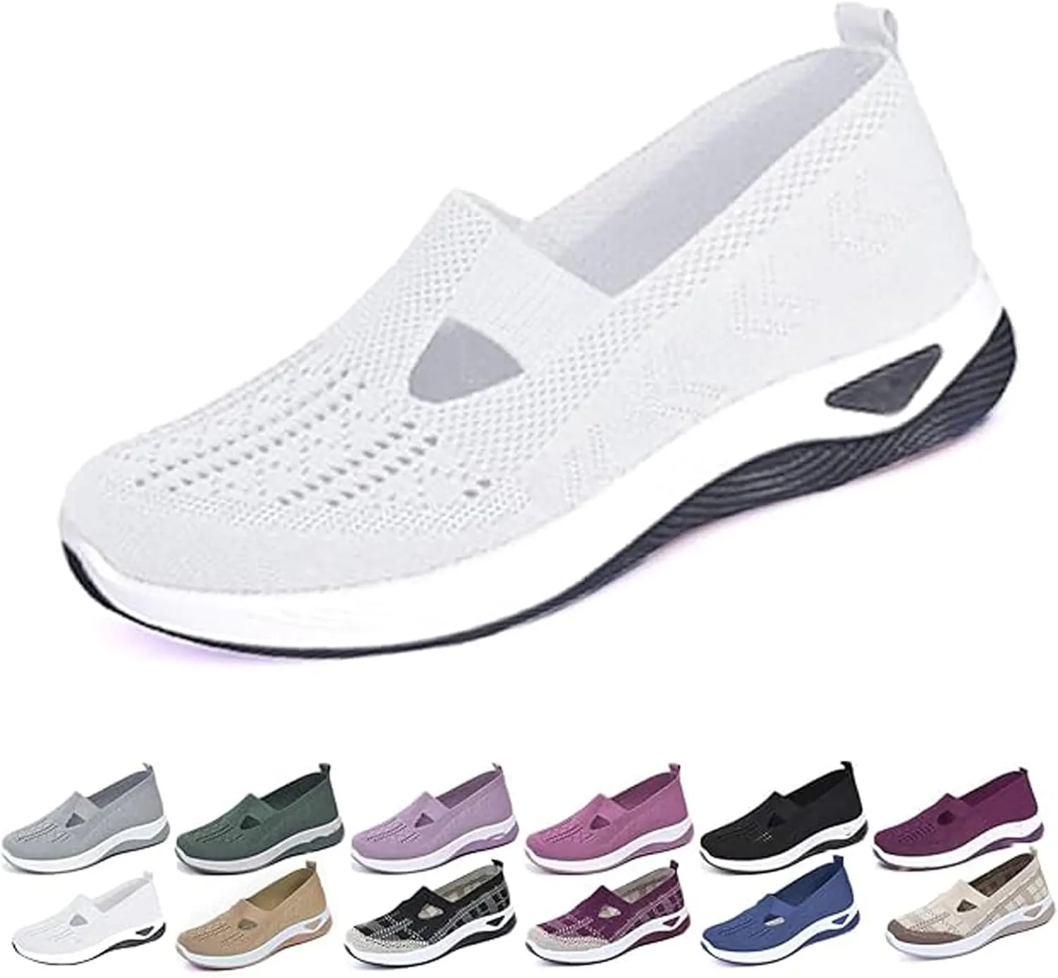 Womens Orthopedic Shoes Slip on Walkingshoes Mesh Breathable Soft Woven Shoe Non-Slip Footwear Lightweight Comfortable Arch Support Sneakers