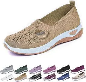 Womens Orthopedic Shoes Slip on Walkingshoes Mesh Breathable Soft Woven Shoe Non-Slip Footwear Lightweight Comfortable Arch Support Sneakers