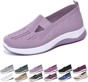 Womens Orthopedic Shoes Slip on Walkingshoes Mesh Breathable Soft Woven Shoe Non-Slip Footwear Lightweight Comfortable Arch Support Sneakers