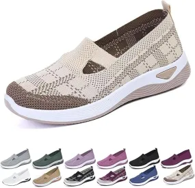 Womens Orthopedic Shoes Slip on Walkingshoes Mesh Breathable Soft Woven Shoe Non-Slip Footwear Lightweight Comfortable Arch Support Sneakers